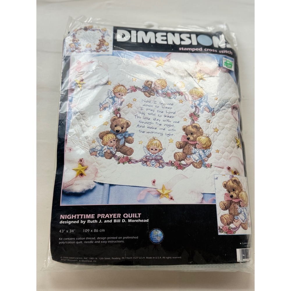 Vintage Dimensions Nighttime Prayer Stamped Cross Stitch Quilt Kit